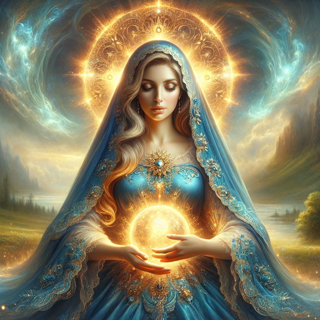 Fantasy Holy Figure with Magical Orb