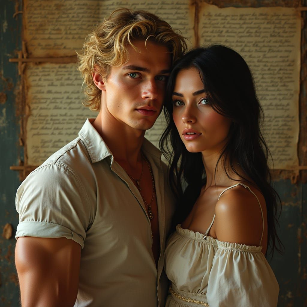 Literary Couple in Art Nouveau Style