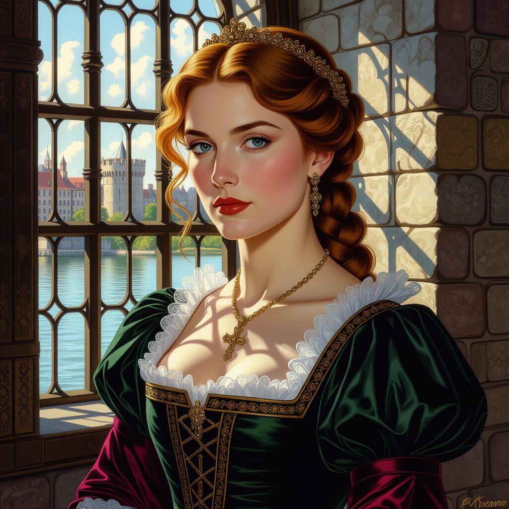 Maria Stuart Imprisoned at Castle Loch Leven Oil Painting