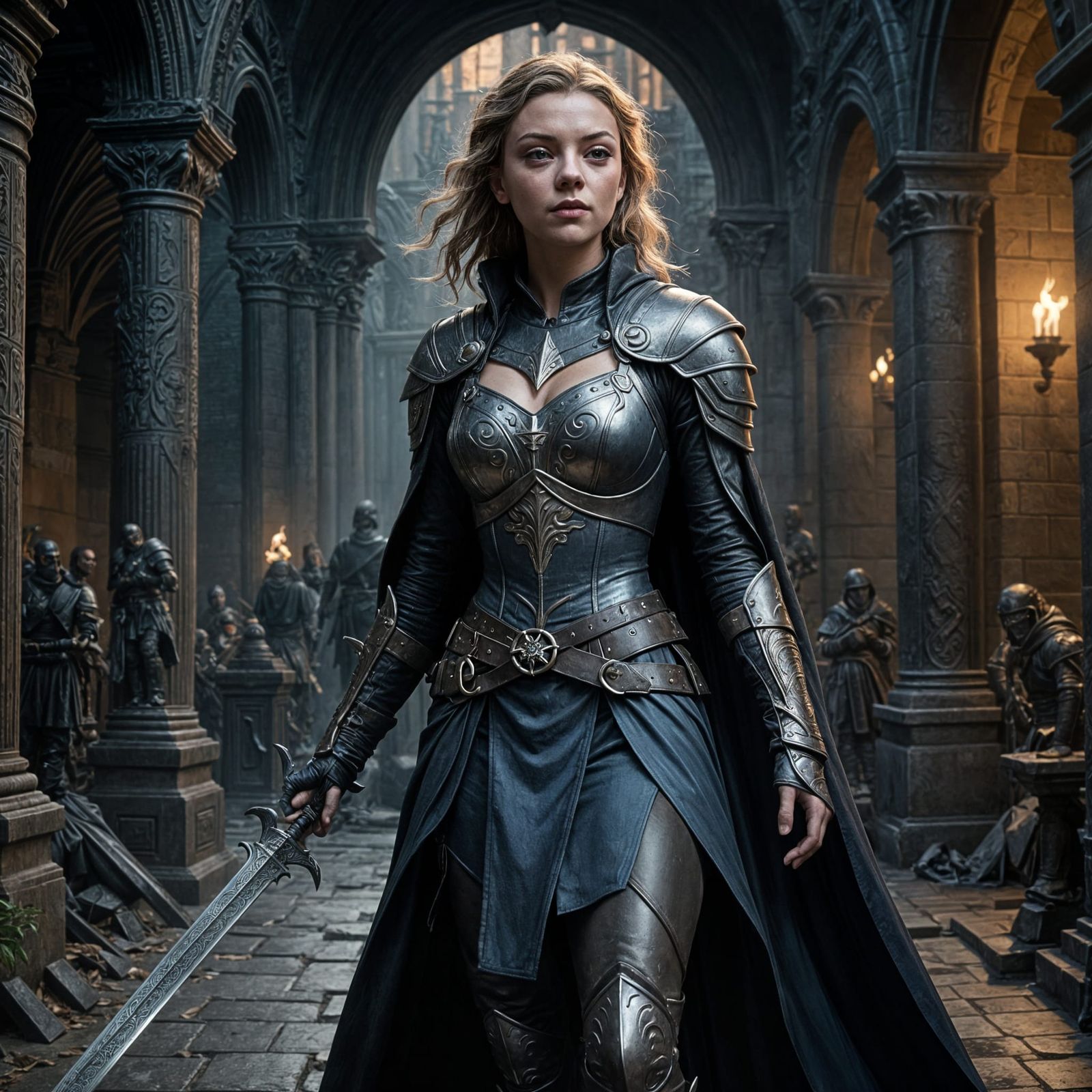 Dark Fantasy Temple Ambush in Blue and Black Armour