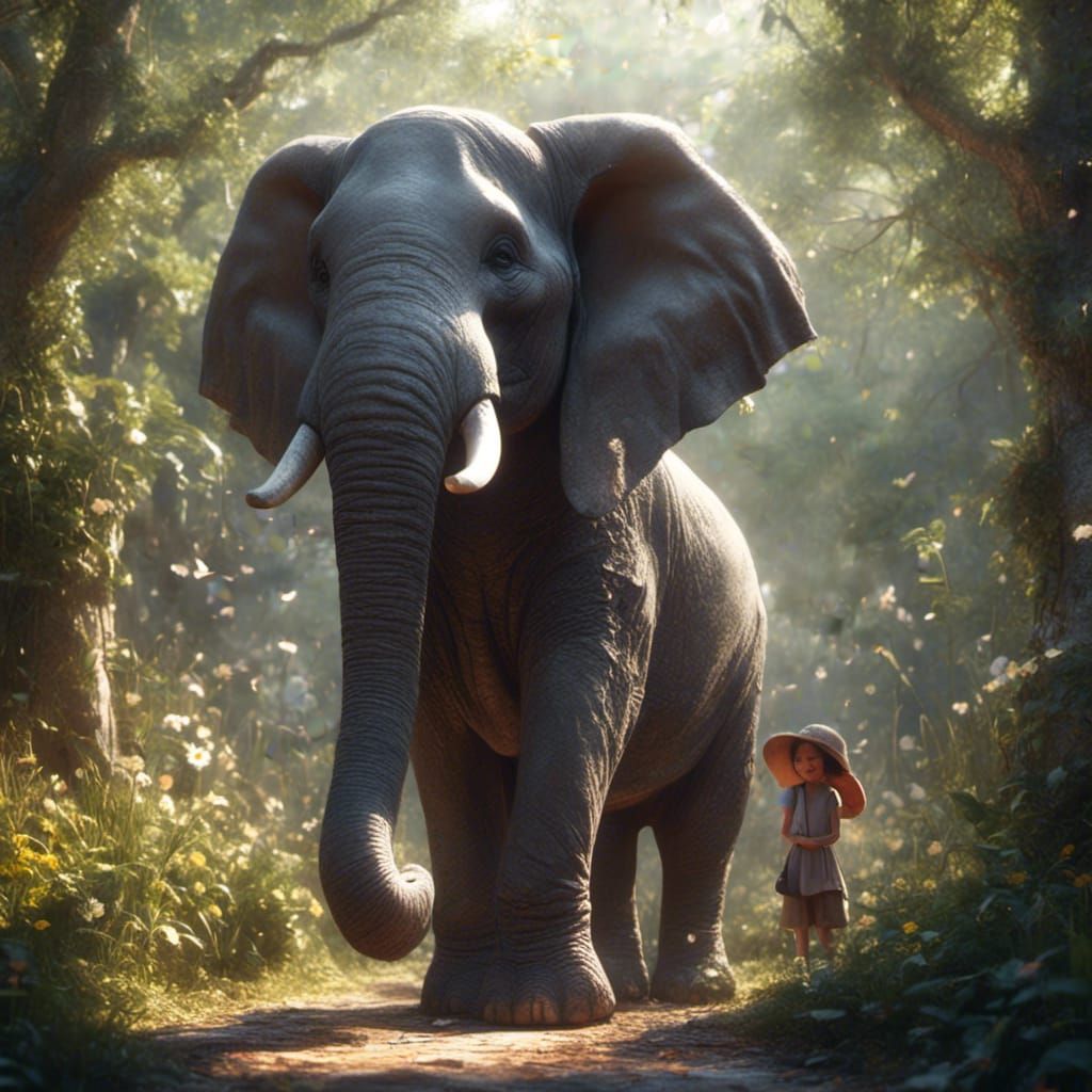 Cartoon Elephant in Kyoot Style