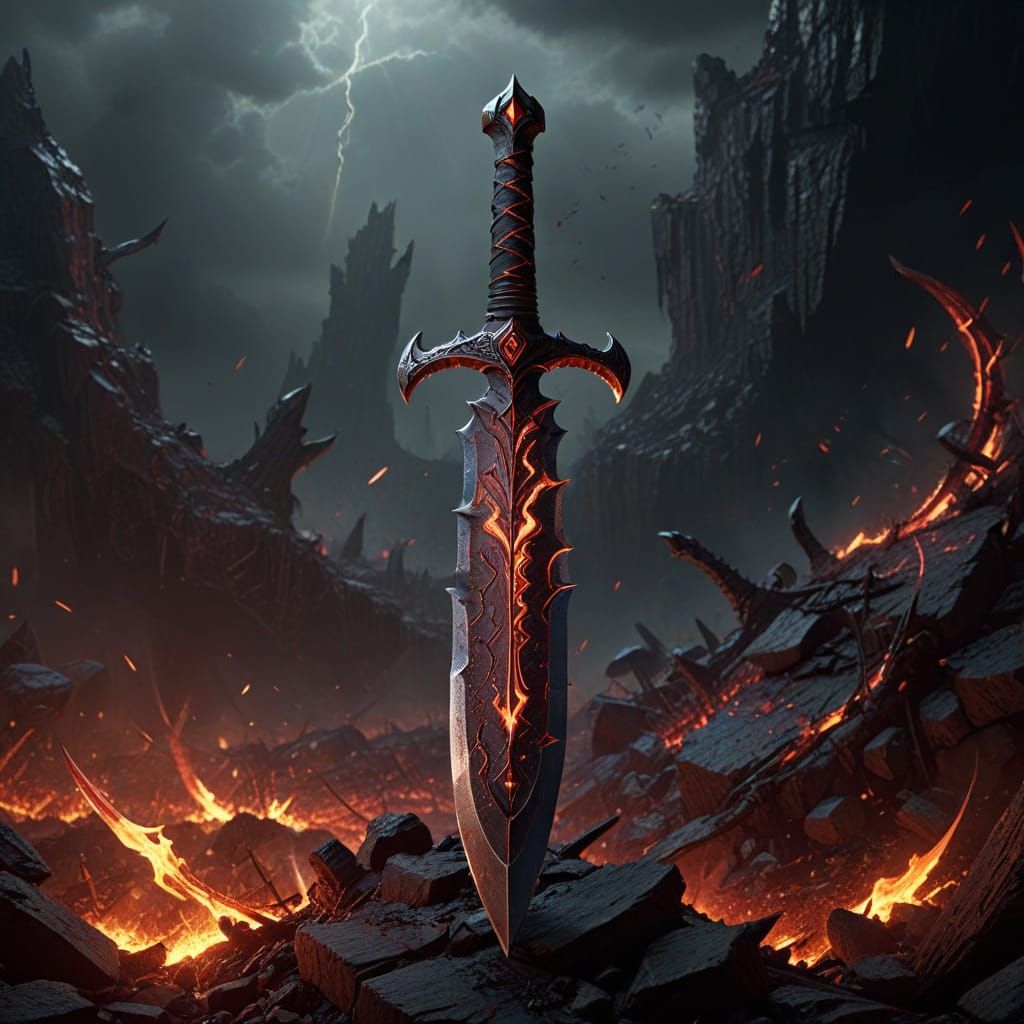 Dark Fantasy Dagger with Blood Absorbing Properties in a Hel...