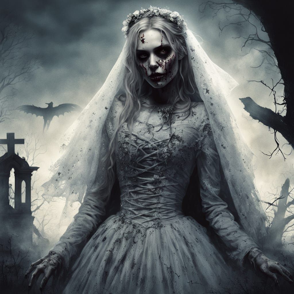 Risen Gothic Horror Bride in Tattered Wedding Dress