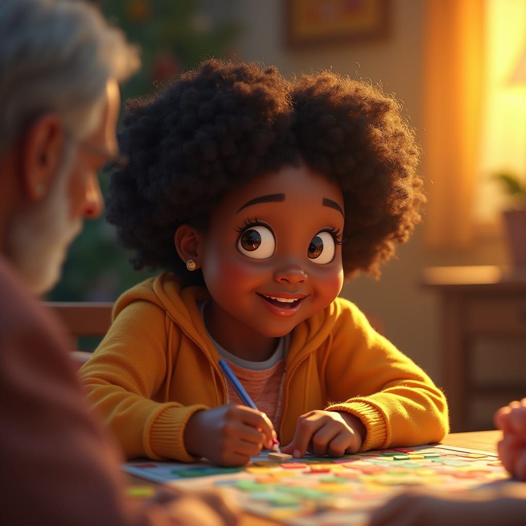 Vibrant Black Teen Plays Scrabble with Grandfather on Nation...