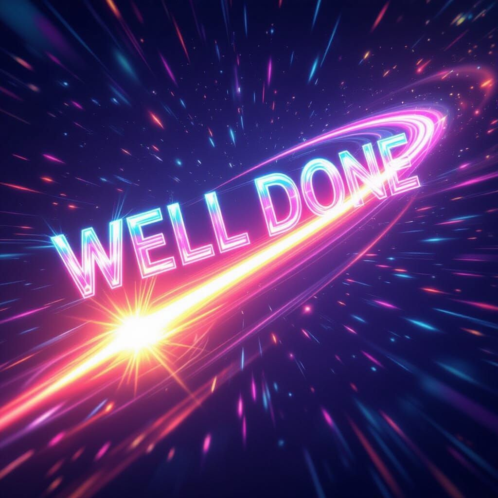 Psychedelic Laser "Well Done" Banner on Comet