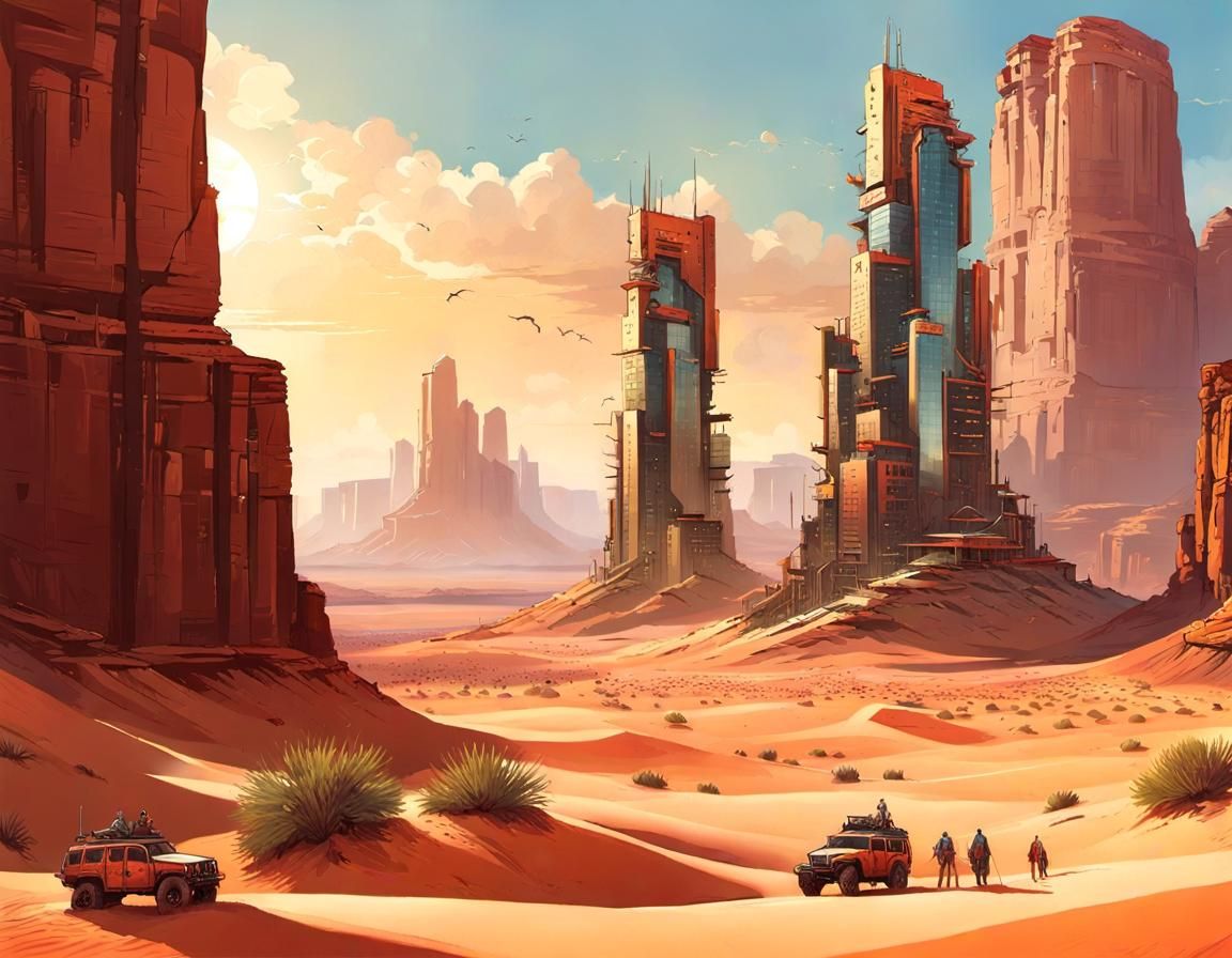 Arizona Desert Metropolis in Digital Art Style