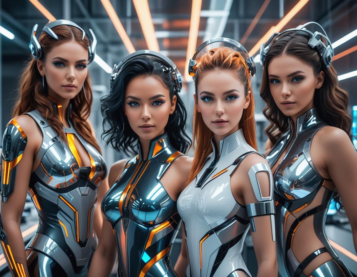 Electrochromic Goddess in Futuristic Laboratory