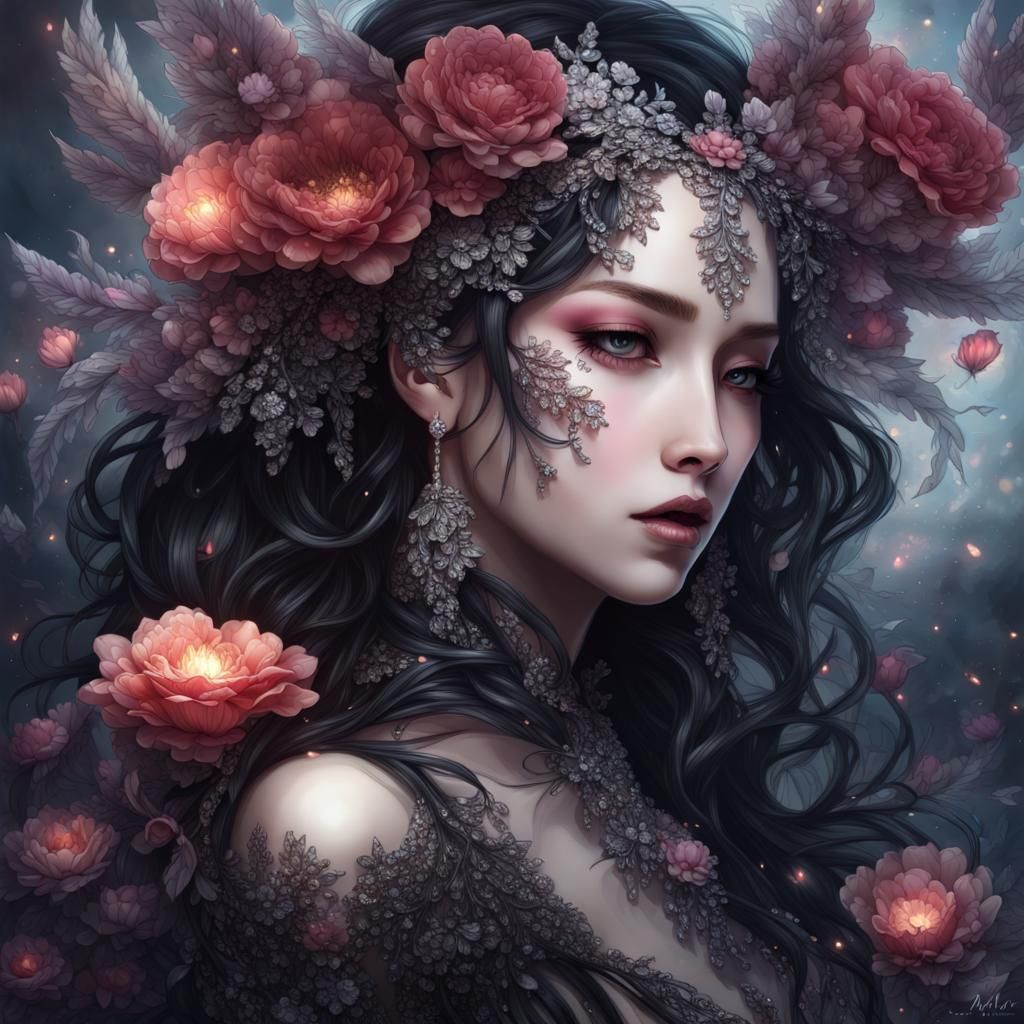 Glittering Fantasy Flower with Fairy Lights