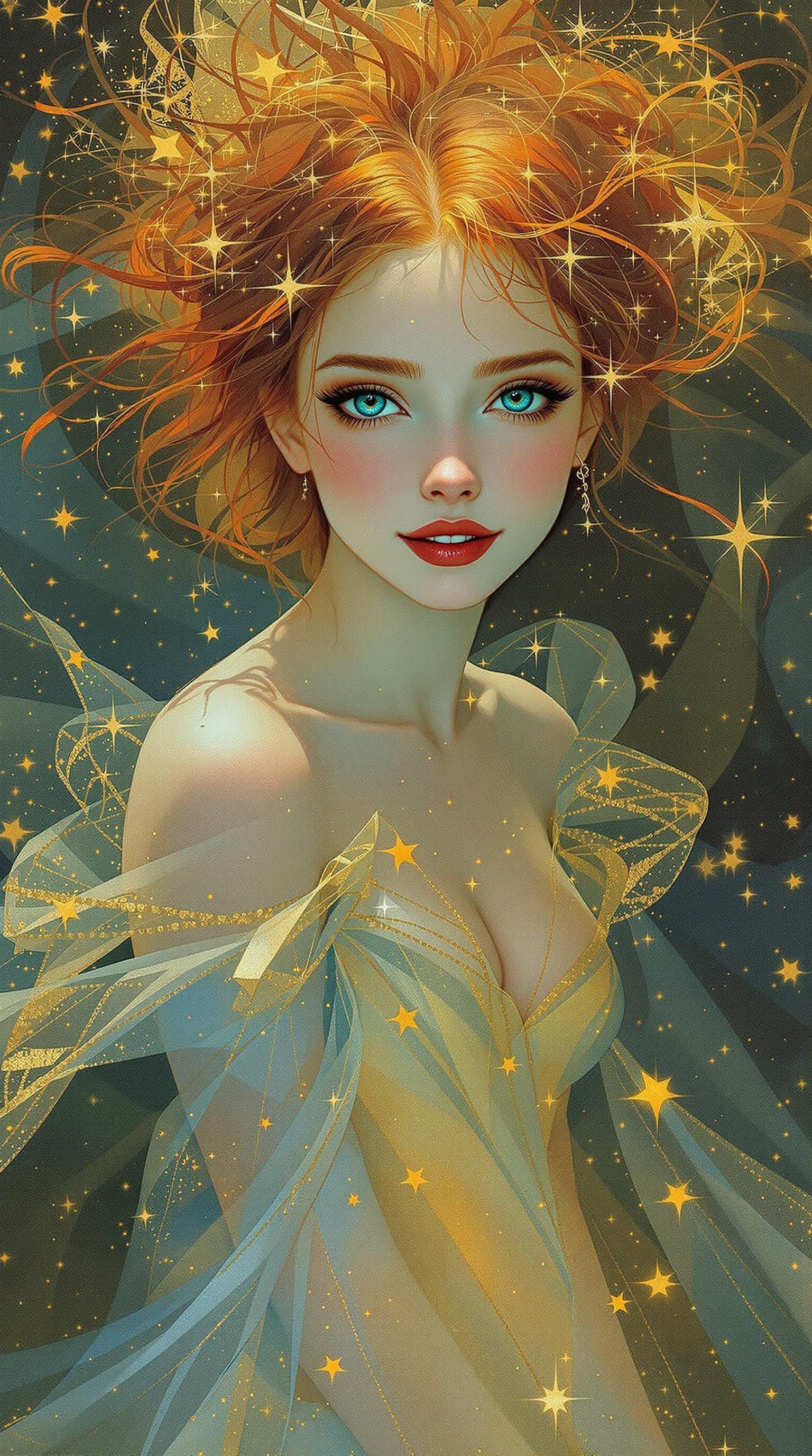 Enchanted Redhead Siren in Whimsical, Mystical Aura