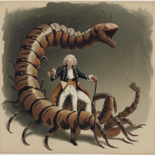 18th Century Man and Giant Centipede