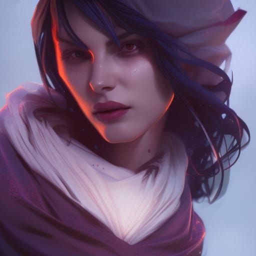 Vampire Mage Portrait in Art Nouveau Style