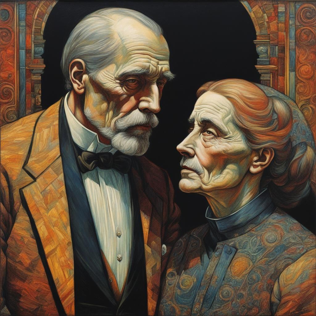 Oskar Zwintscher Inspired Portrait of a Couple