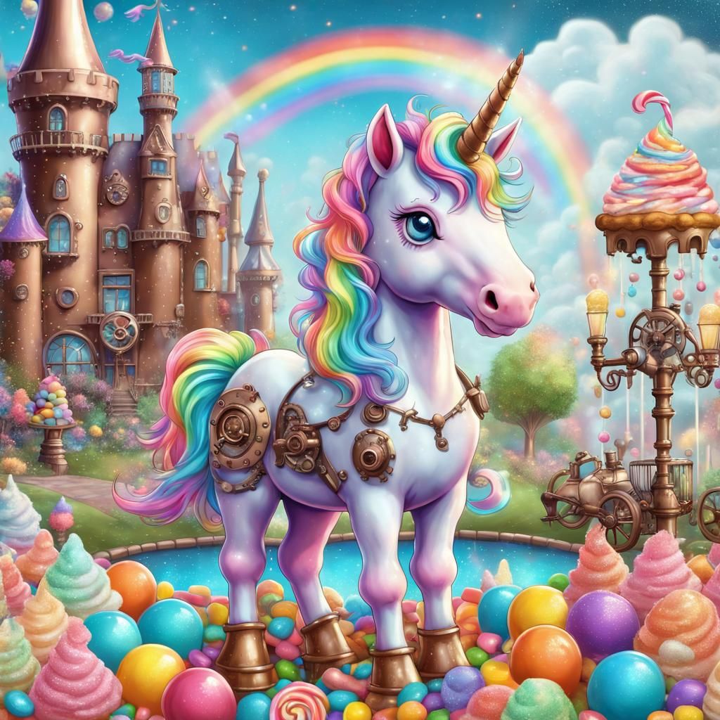Rainbow Unicorn in Candyland: Candy Art Style