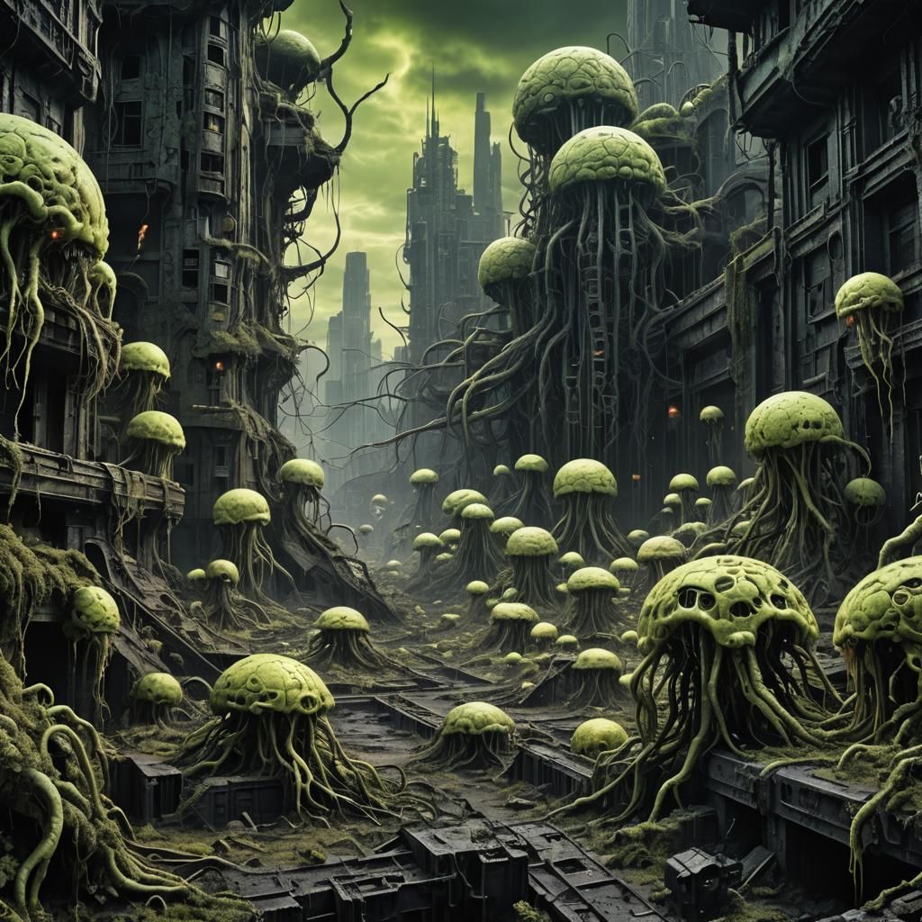 Toxic Fungoid Apocalypse in Sci-Fi Metropolis