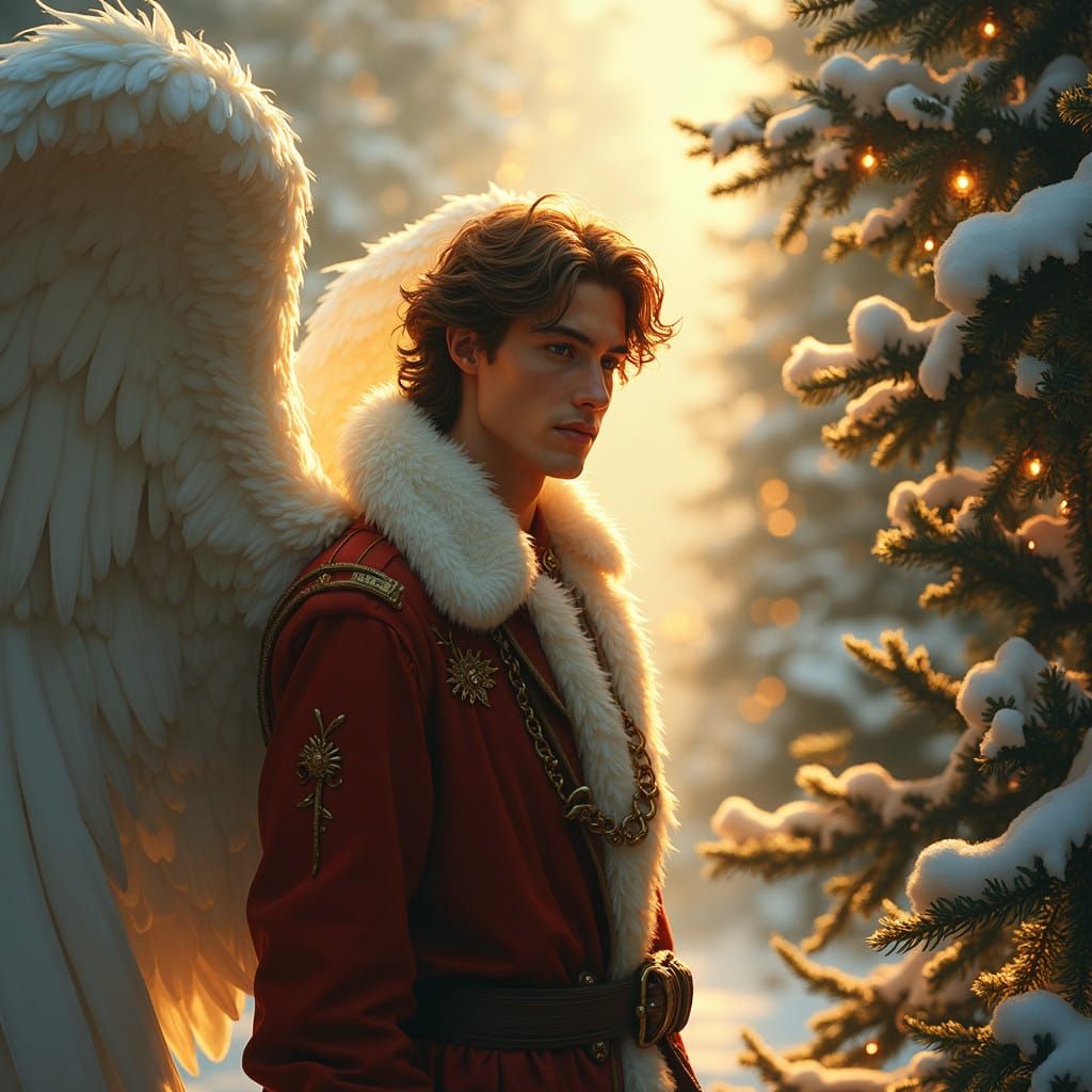 Angel in Whimsical Christmas Wonderland