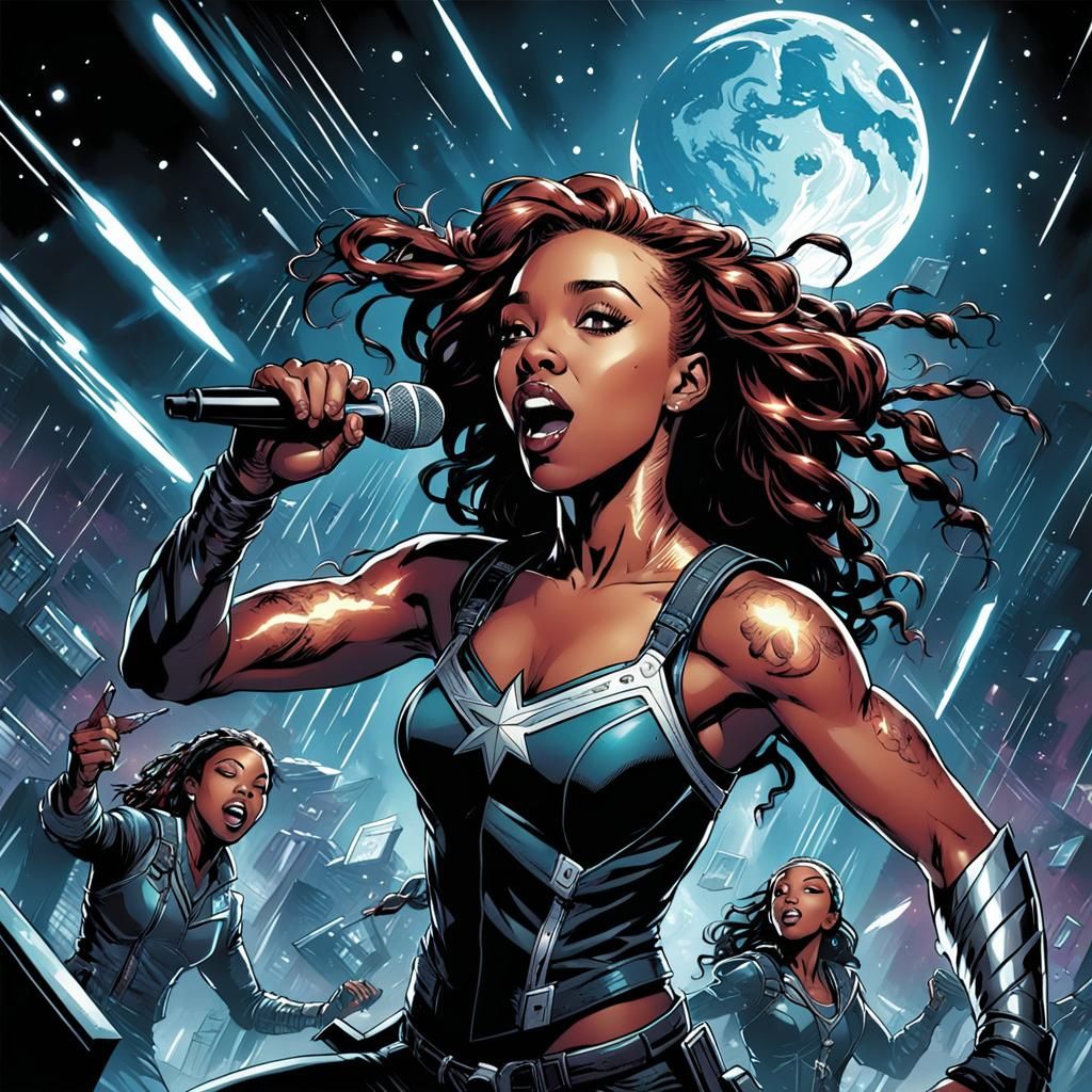 Tinashe Singing in Comic Book Art Style