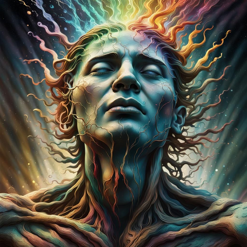 Mystical Figure with Roots: Hyperrealistic Splash Art