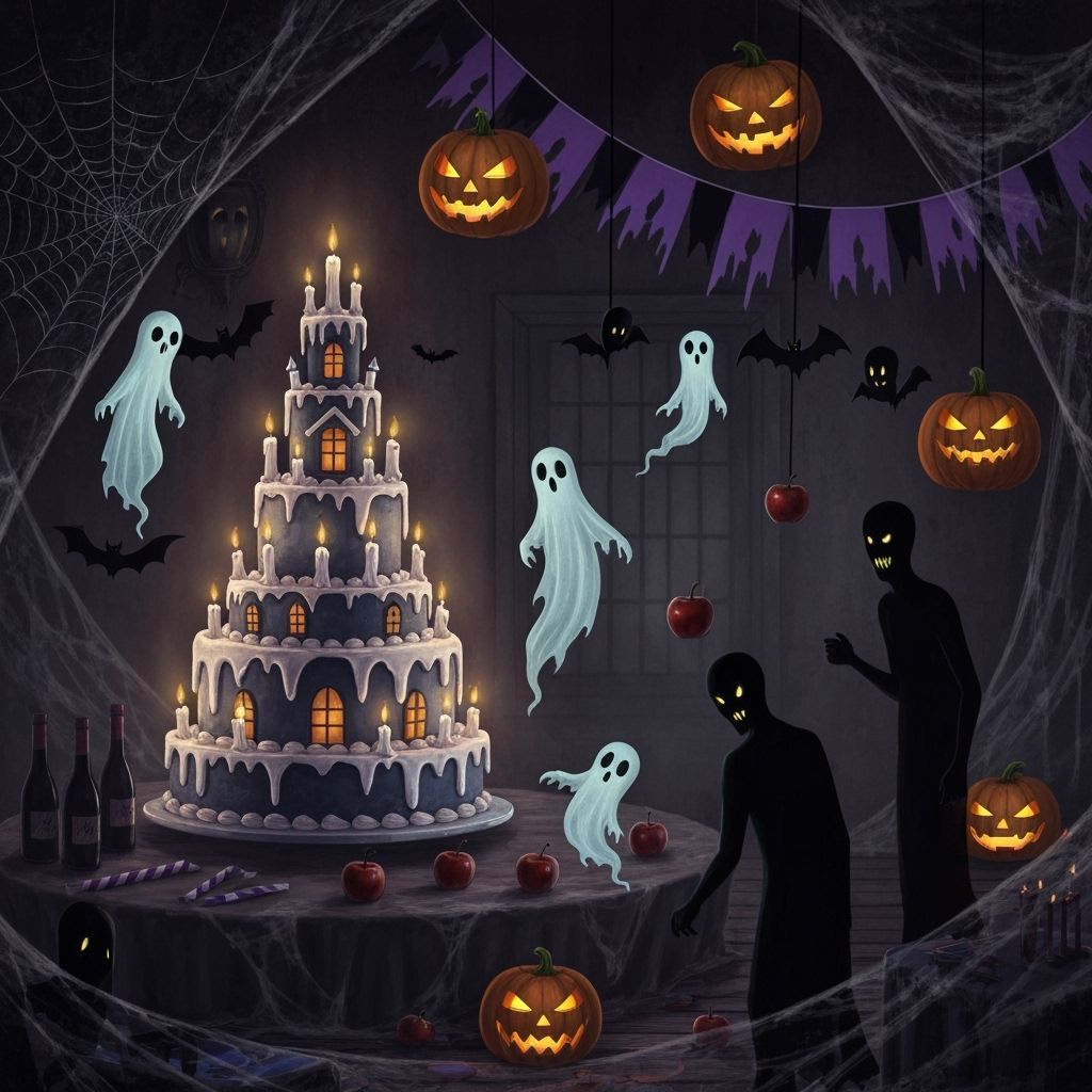 Spooky Mansion Birthday Party Illustration