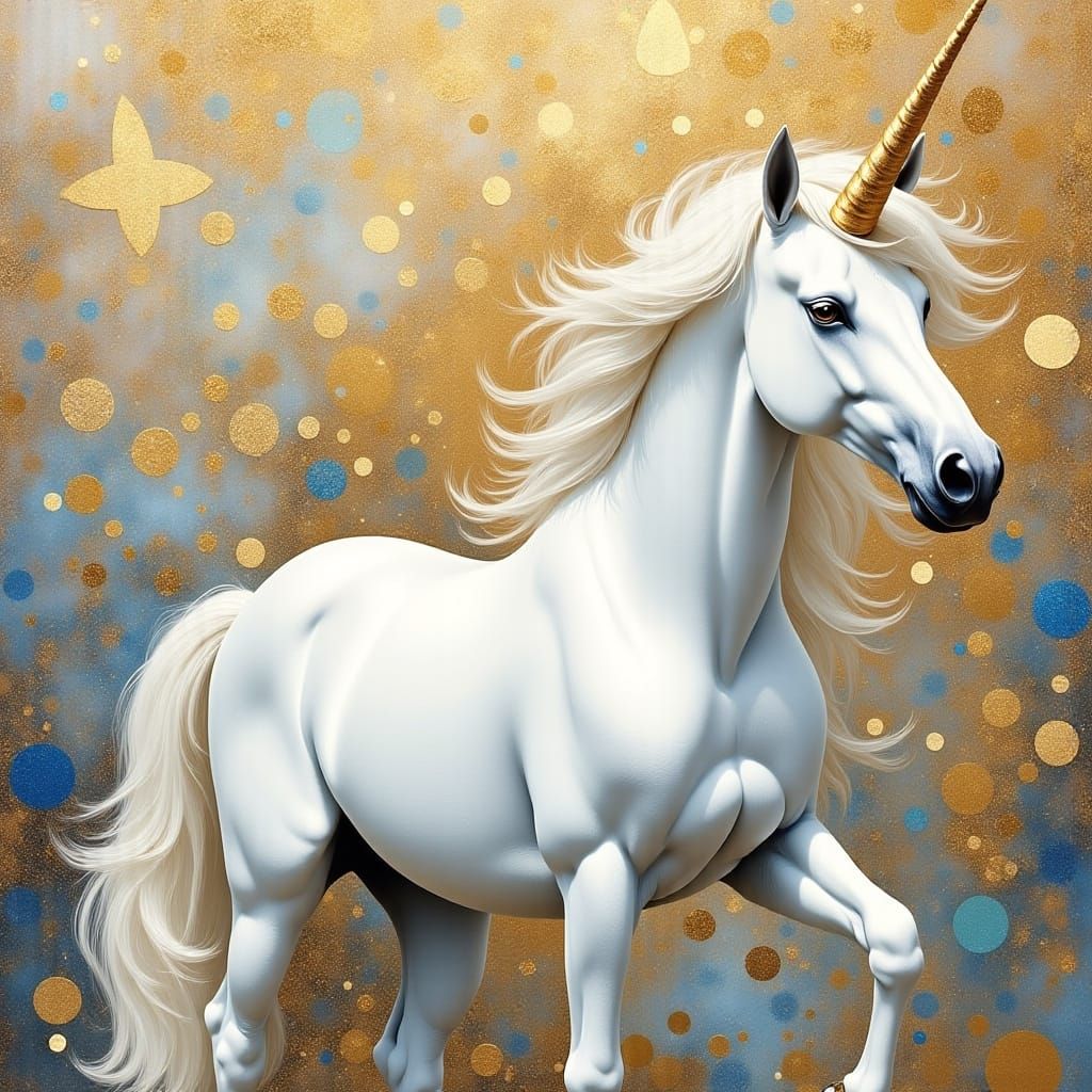 Enchanted Unicorn in Golden Pearlescent Hues