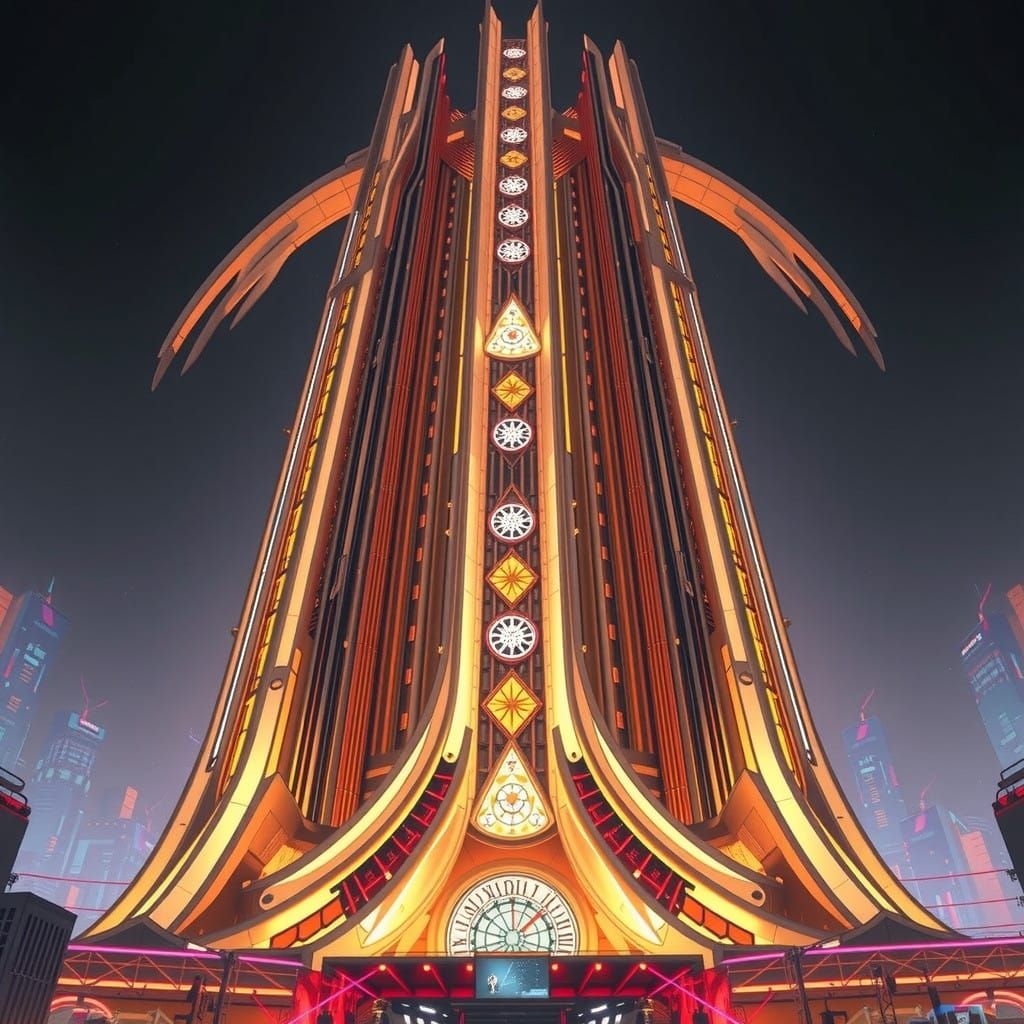 Futuristic Spaceship Cathedral Megastructure in Hyper-Realis...