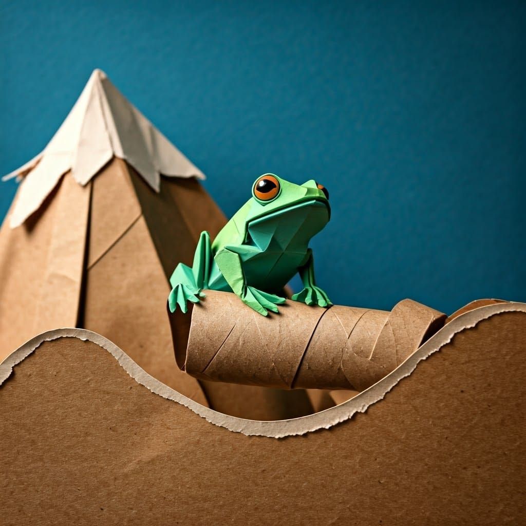 Origami Frog on Paper Snake Adventure