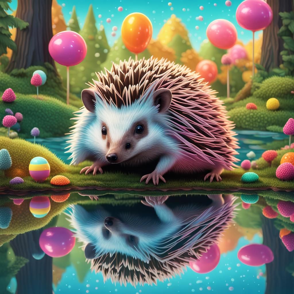 Hedgehog Reflection in Candy Art Style
