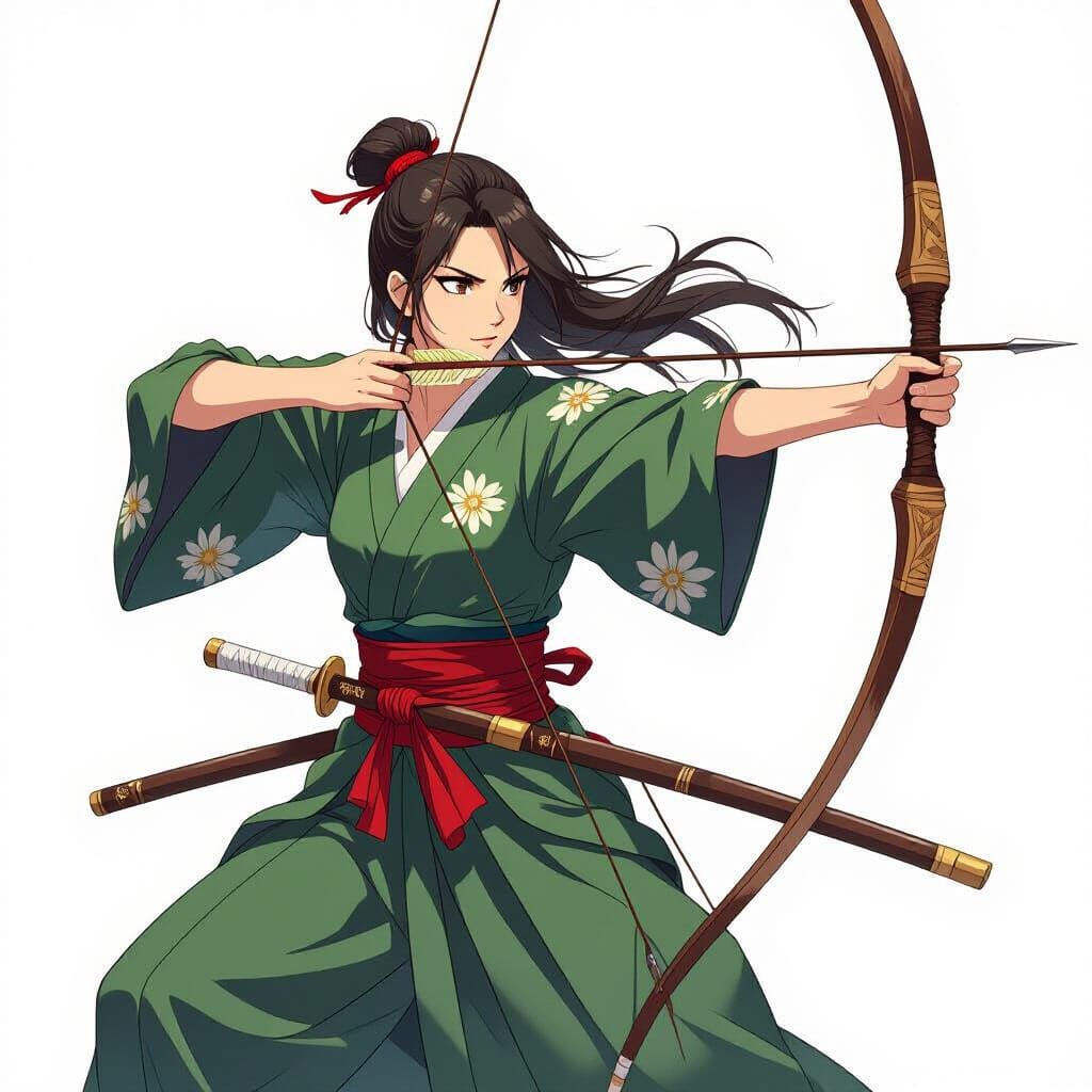 Elegant Samurai Yumi Bow with Silk Bowstring