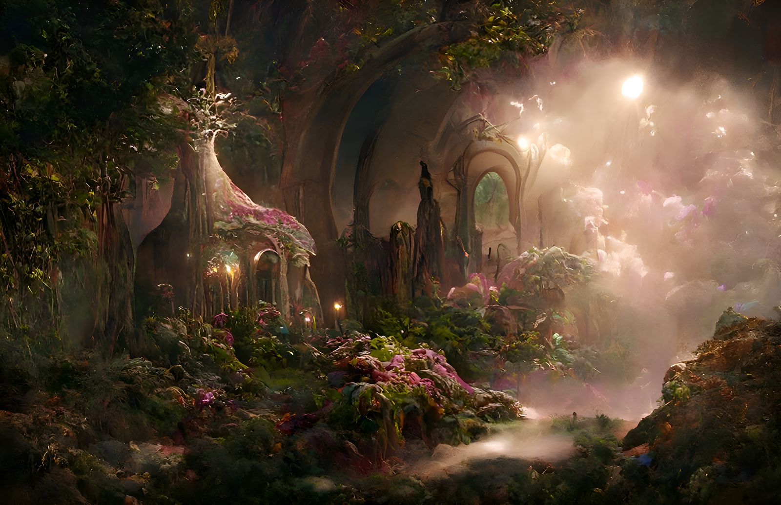 Enchanted Fairy Forest at Twilight in Surreal Style