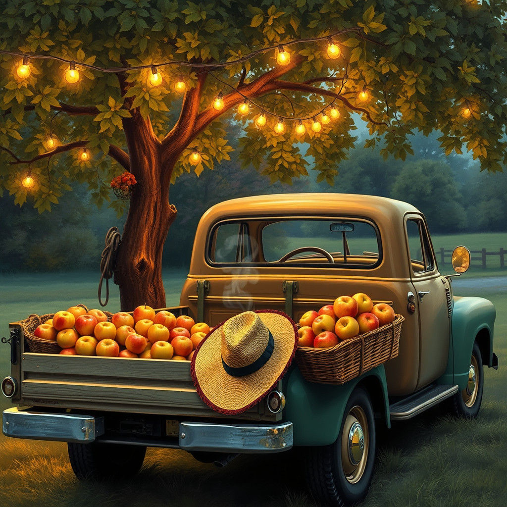 Rustic Apple Truck in Warm, Idyllic Style