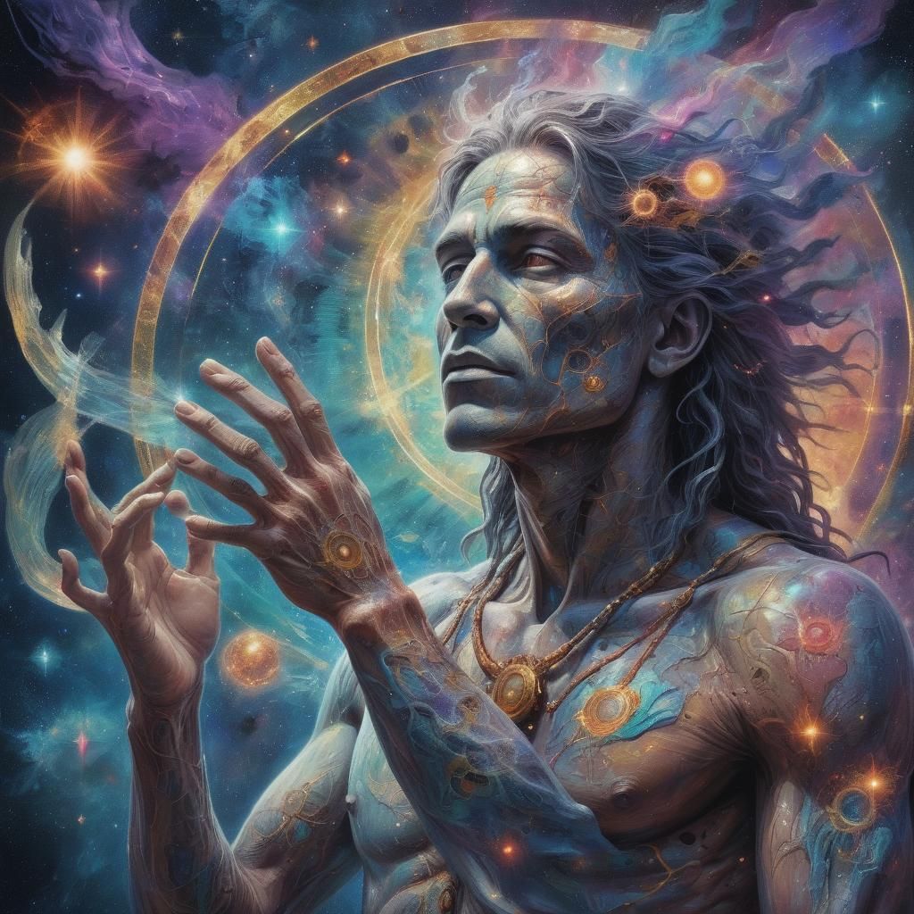 Cosmic Wounded Healer: Holographic Astral Illustration