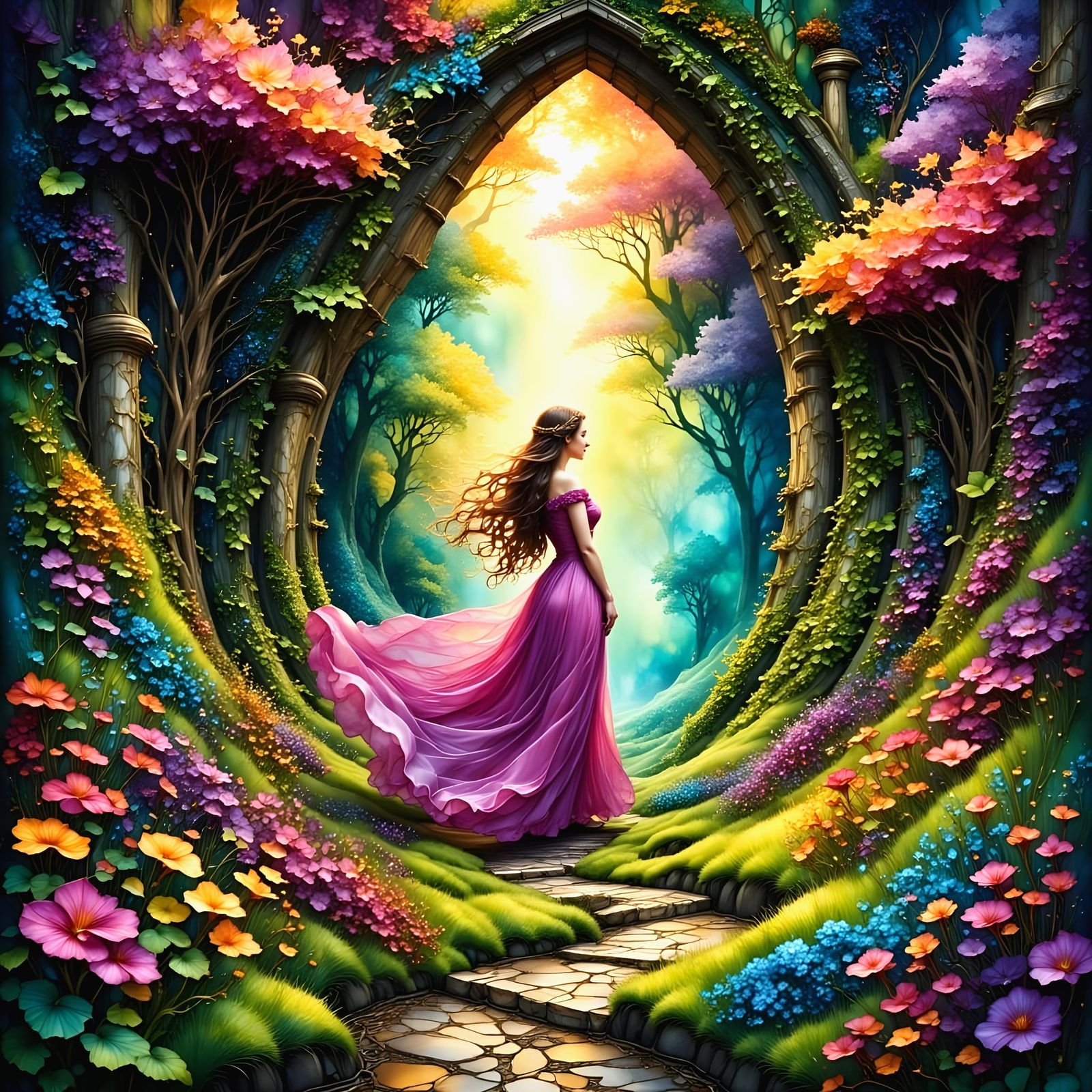 Ethereal Fantasy Realm Entrance in Soft Focus