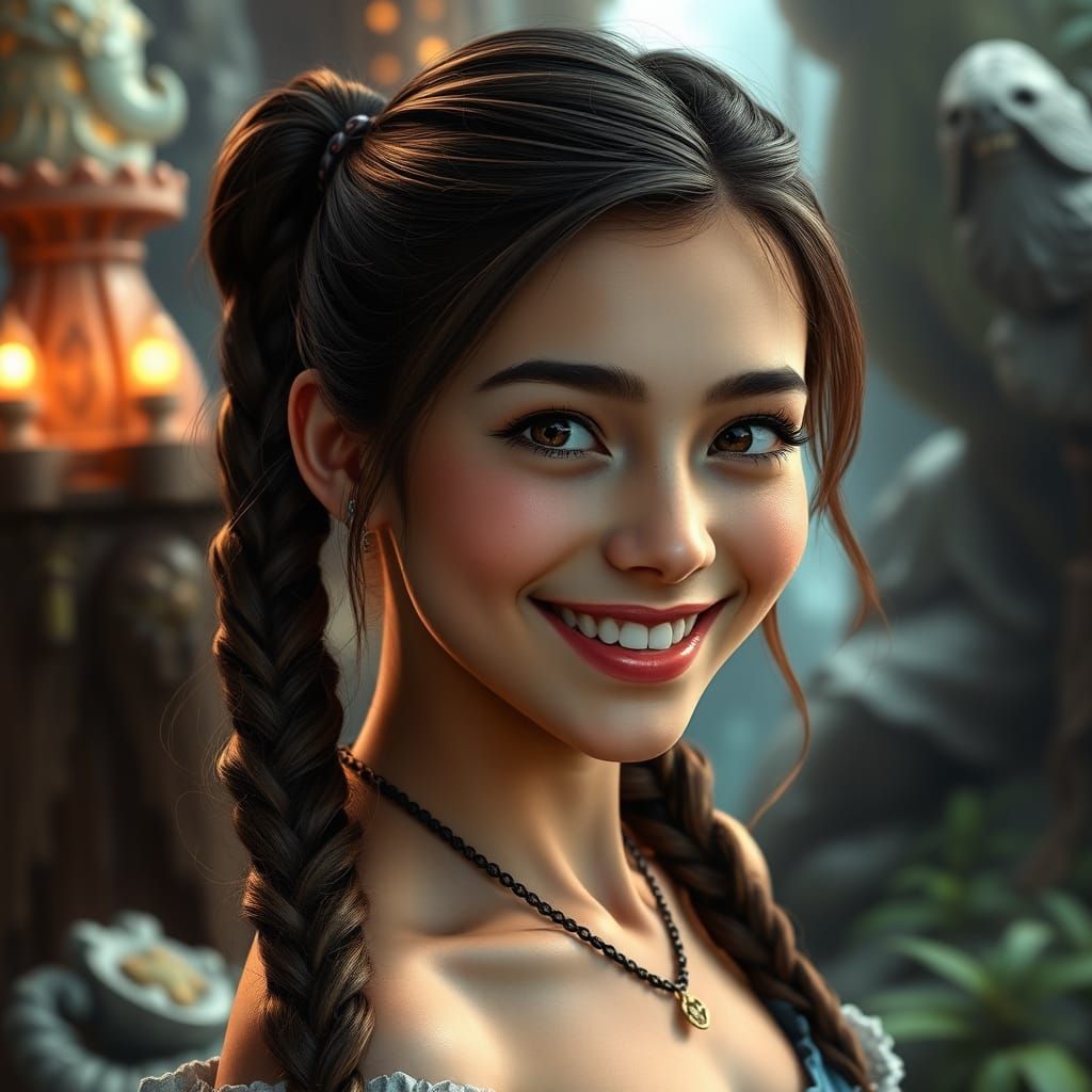 Enchanting Young Woman in a Fantastical Realm