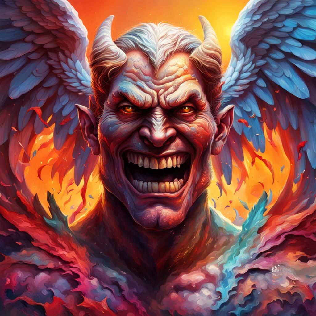 Deceptive Angel: A Hyperrealistic Demon Portrait