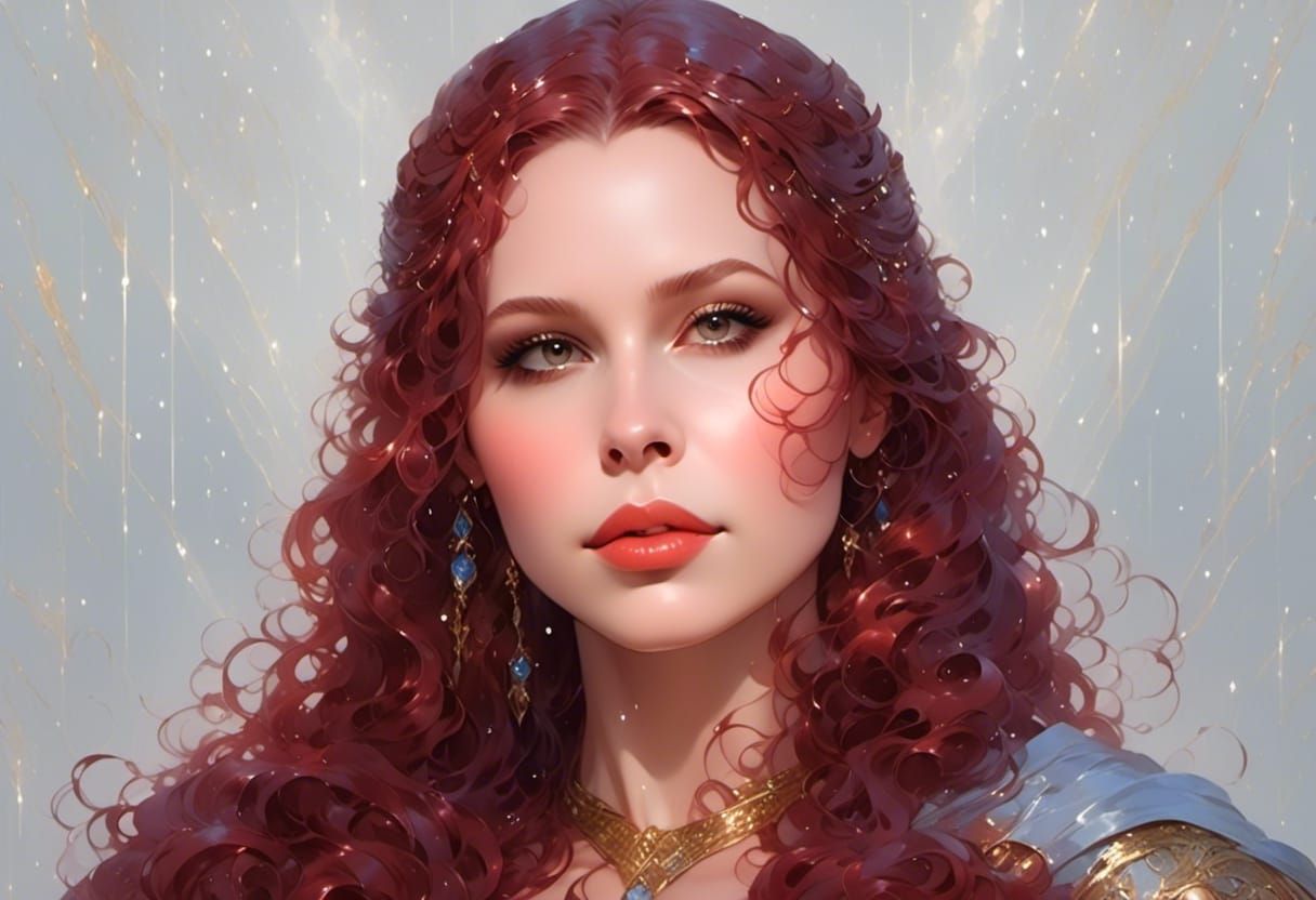 River Goddess Portrait with Wet Hair in Digital Art