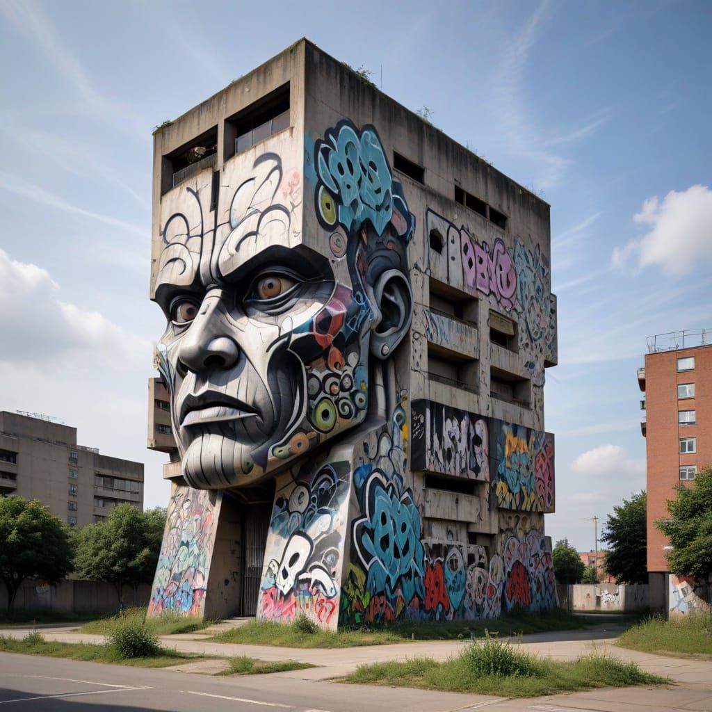 Graffiti Brutalist Monster: An AI Vision