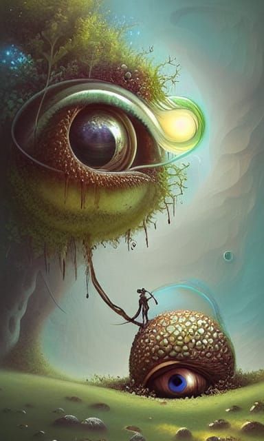 Psychedelic Eyeball Creature's Surreal Nature Walk