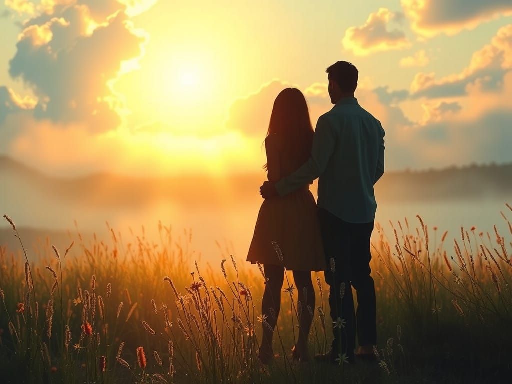 Couple Silhouette in a Vibrant Landscape