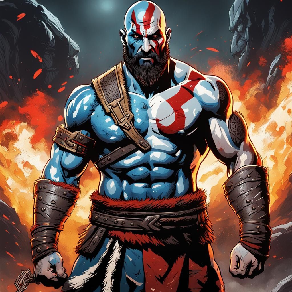 Dave Bautista as Kratos in Anime Style