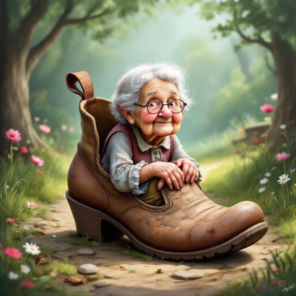 Old Woman Living Inside Giant Shoe