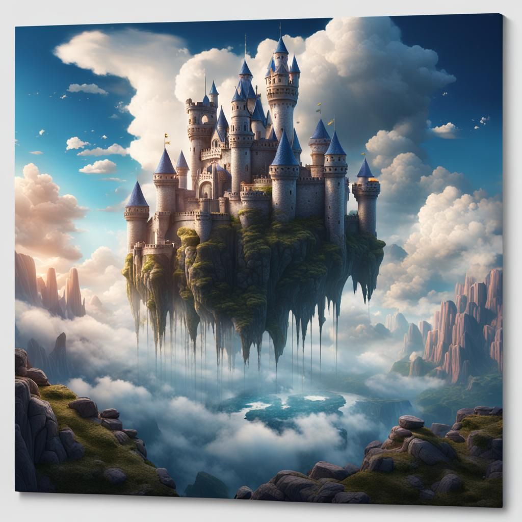 Fantastical Upside Down Castle in the Clouds