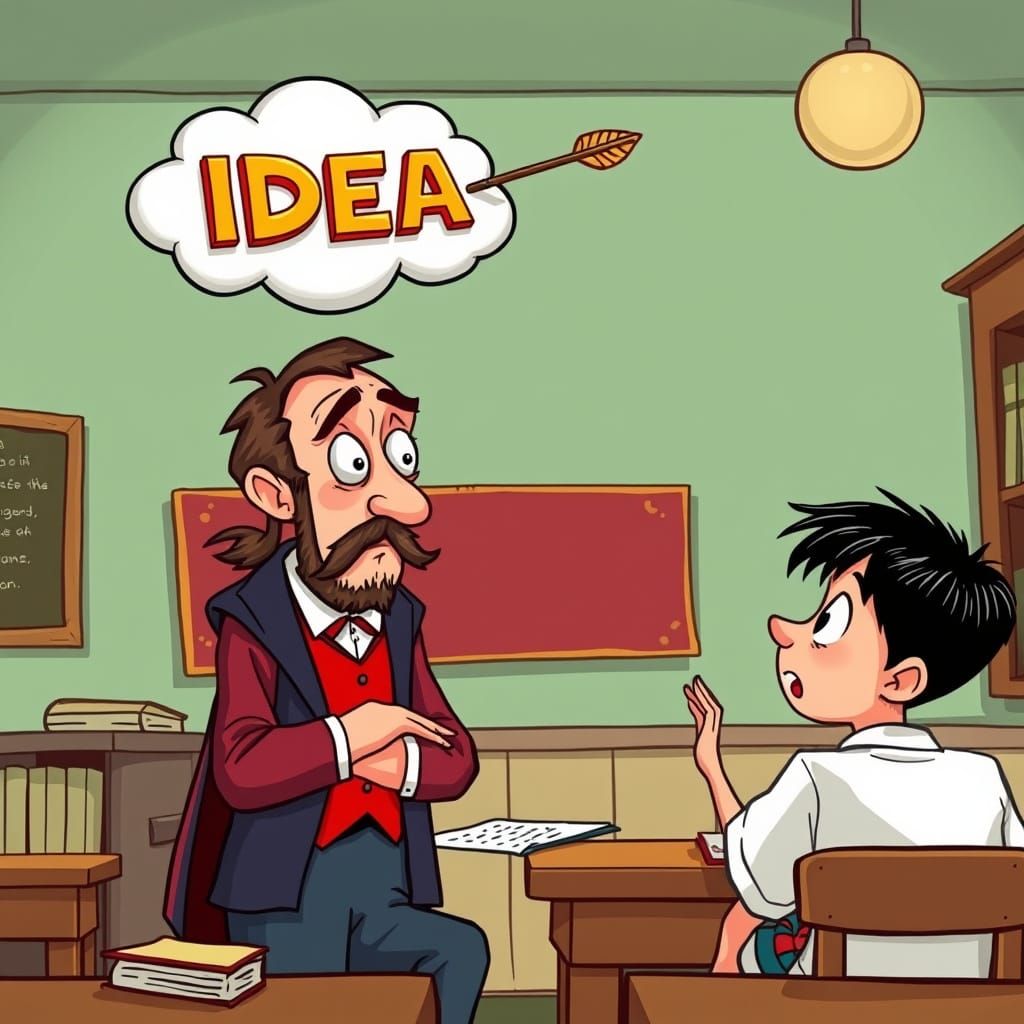 Surreal Latin Teacher Dispels an Idea in a Whimsical Cartoon...
