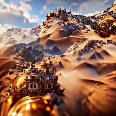 Steampunk Moroccan Mountains: A Fusion Landscape
