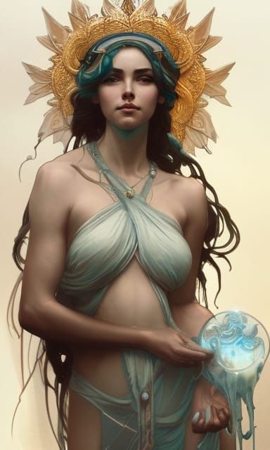 Water Goddess Portrait in Hyperdetailed Style