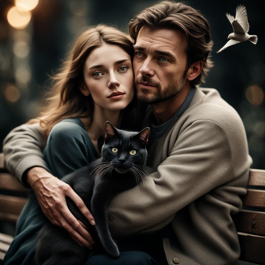 Romantic Couple with Cat, Dutch Masters Style