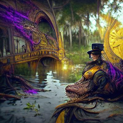 Steampunk Alligator Villain Portrait in Dark Fantasy Style
