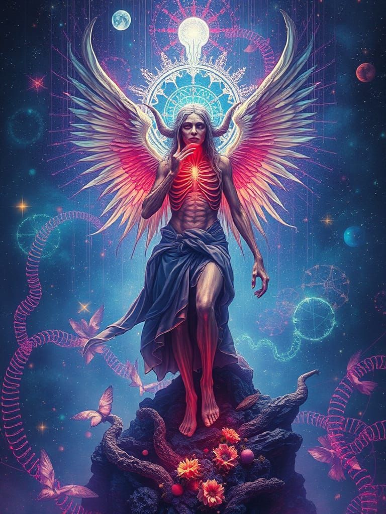 Cannibal Angel in Holographic Astral Illustration