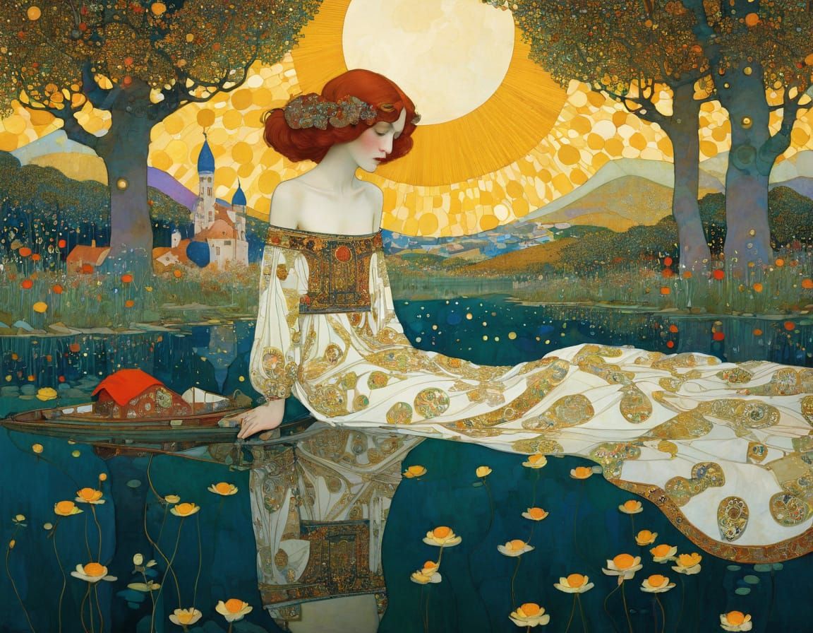 Art Nouveau Decorative Figures in Gilded Style