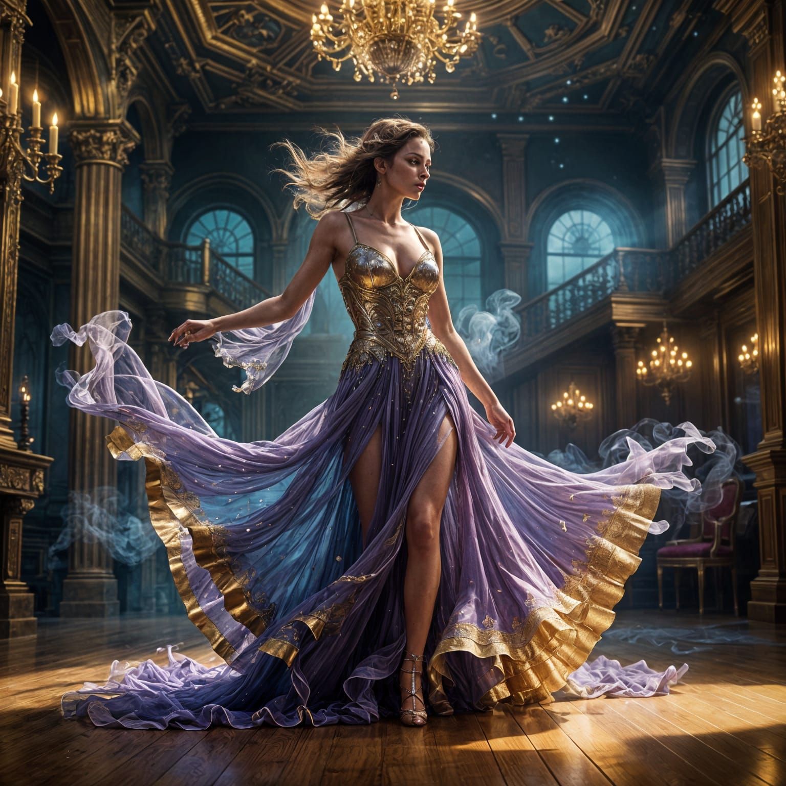Ethereal Ballroom Dancer in a Dreamlike Glow