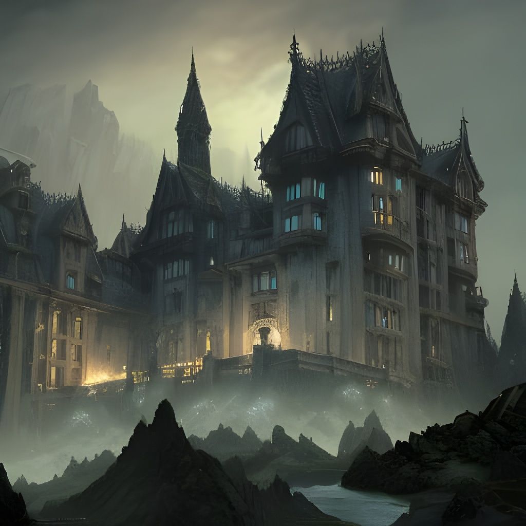Lush Gothic Mansion in Dark Fantasy Concept Art
