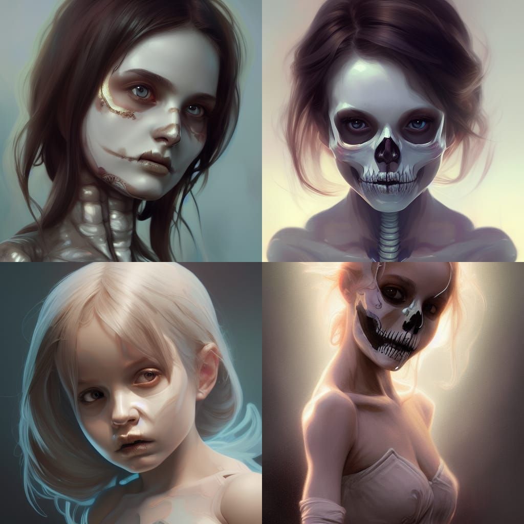 Detailed Portrait of a Baby Skeleton Girl